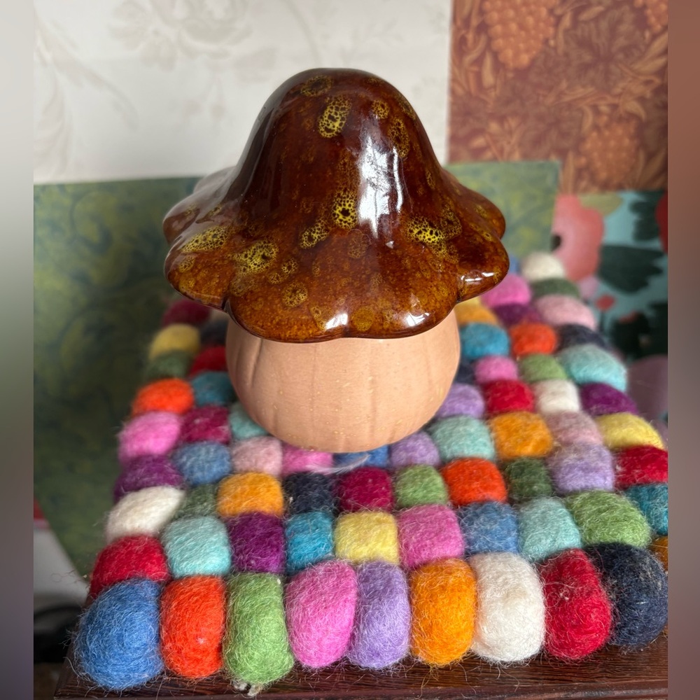 Miniature Ceramic Mushroom Figurine
